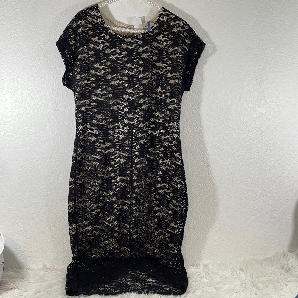 BLUEBELL Dress Evening Party Little Black Lace Nude Lined Cocktail Size 3XL NEW